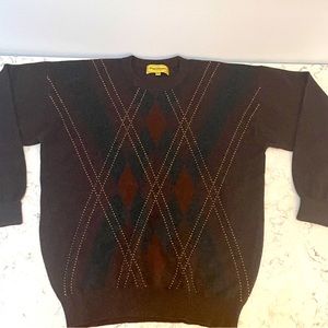 Paul Stewart Pure 100% Cashmere Scottish Intarsia Sweater L
